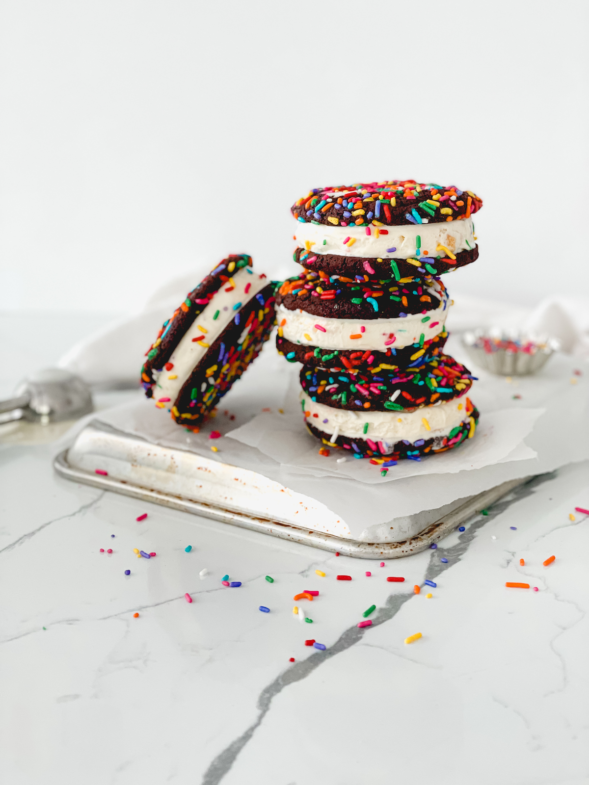Chocolate Sprinkle Cookie Ice Cream Sandwiches