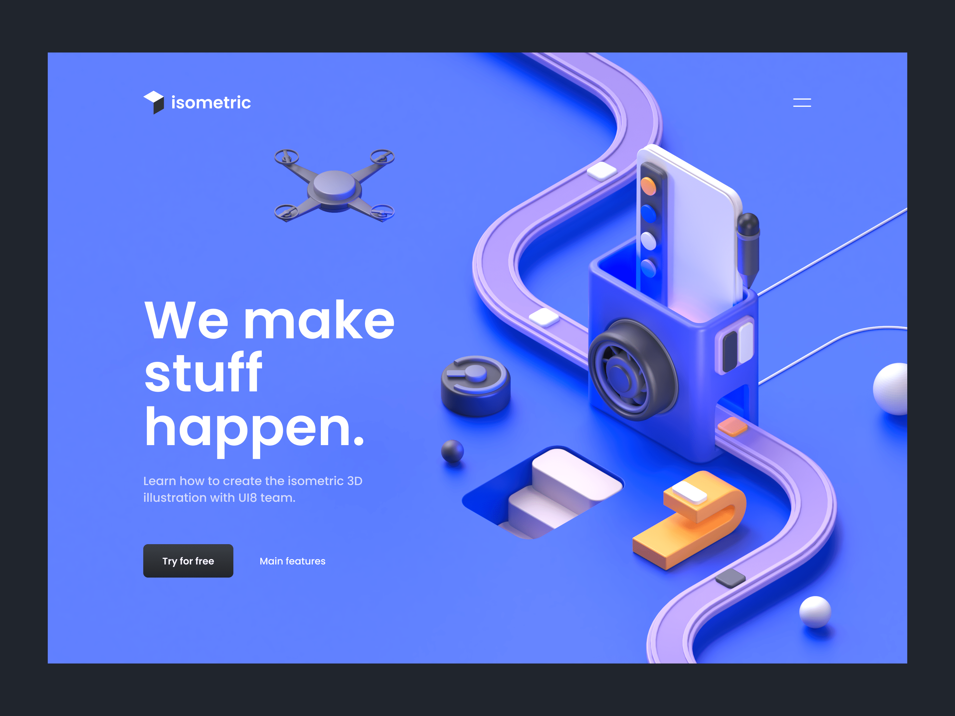 A 3D hero section