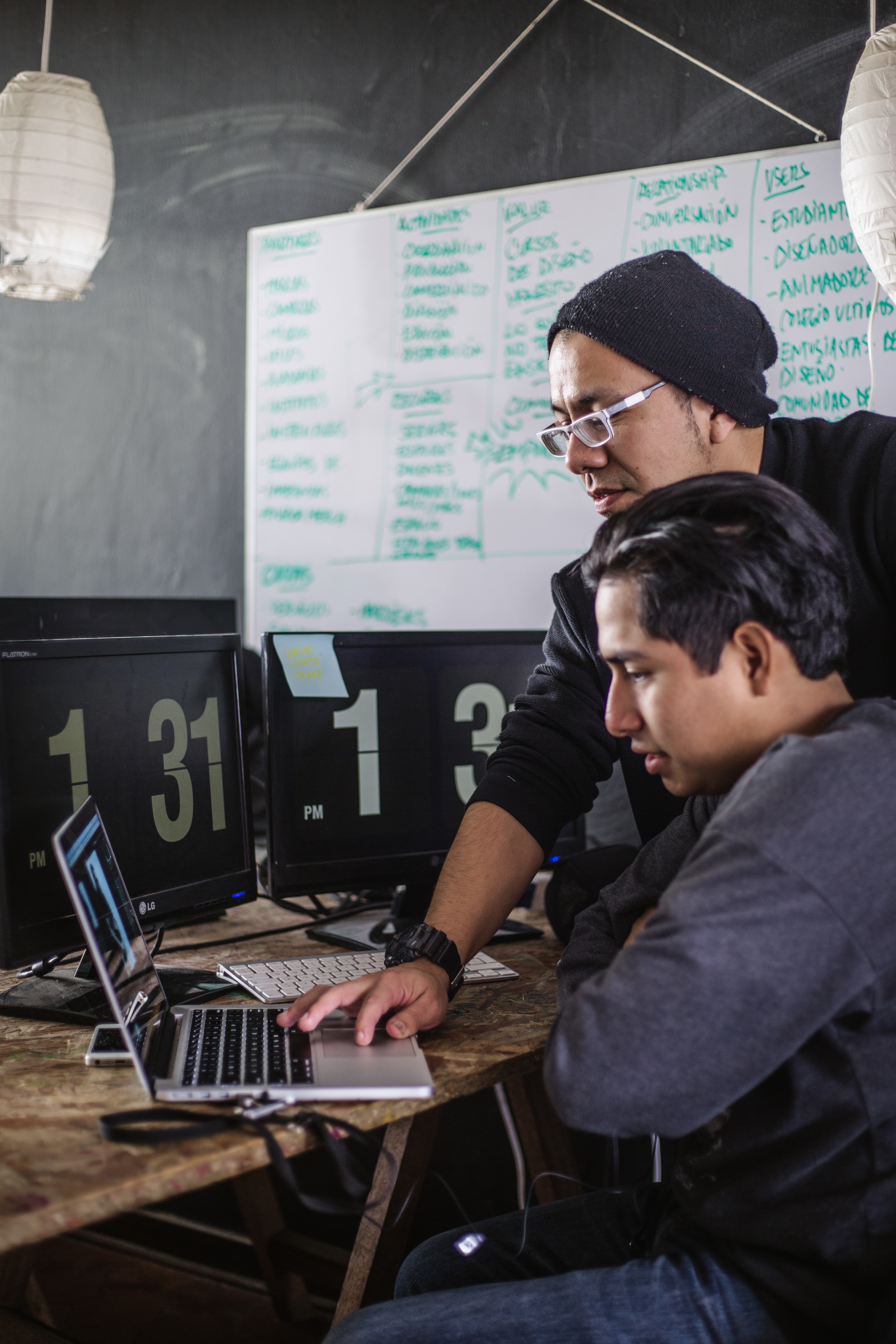 team working together at laptop