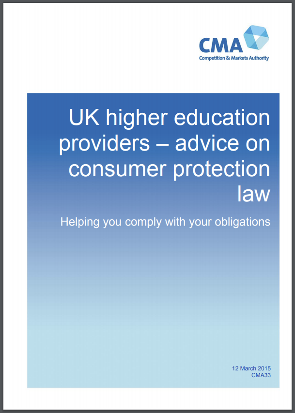 CMA - UK HE Providers advice on consumer protection law