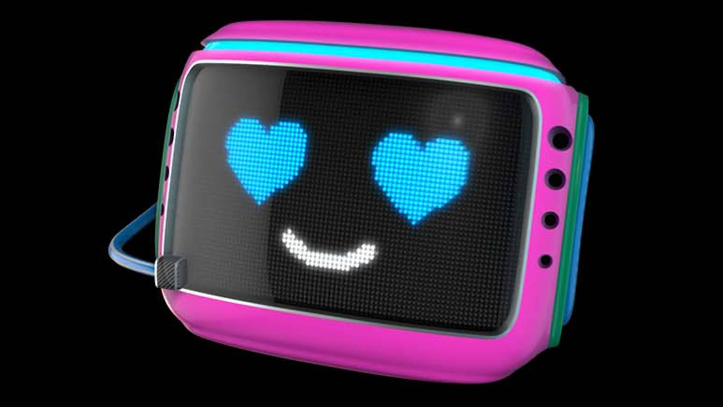 A screenreader character smiling with heart eyes