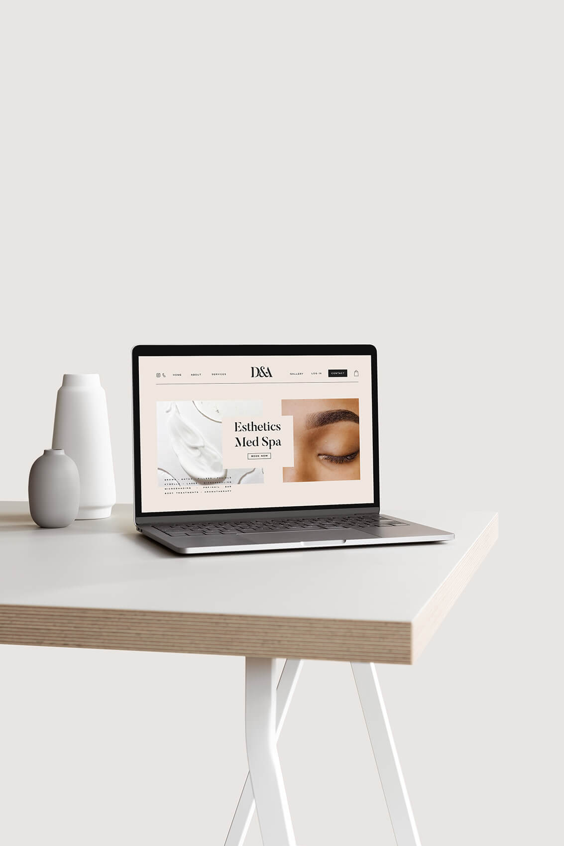 d&a esthetics med spa site design on laptop