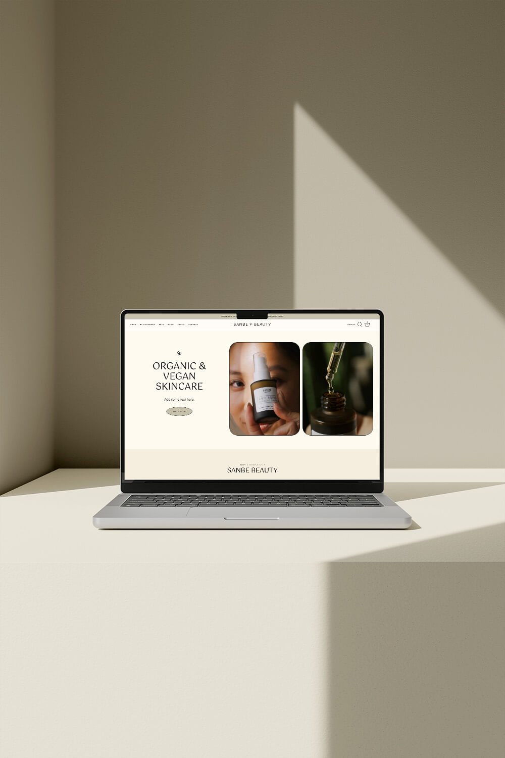 Sanbe Beauty Website Screenshot on Laptop