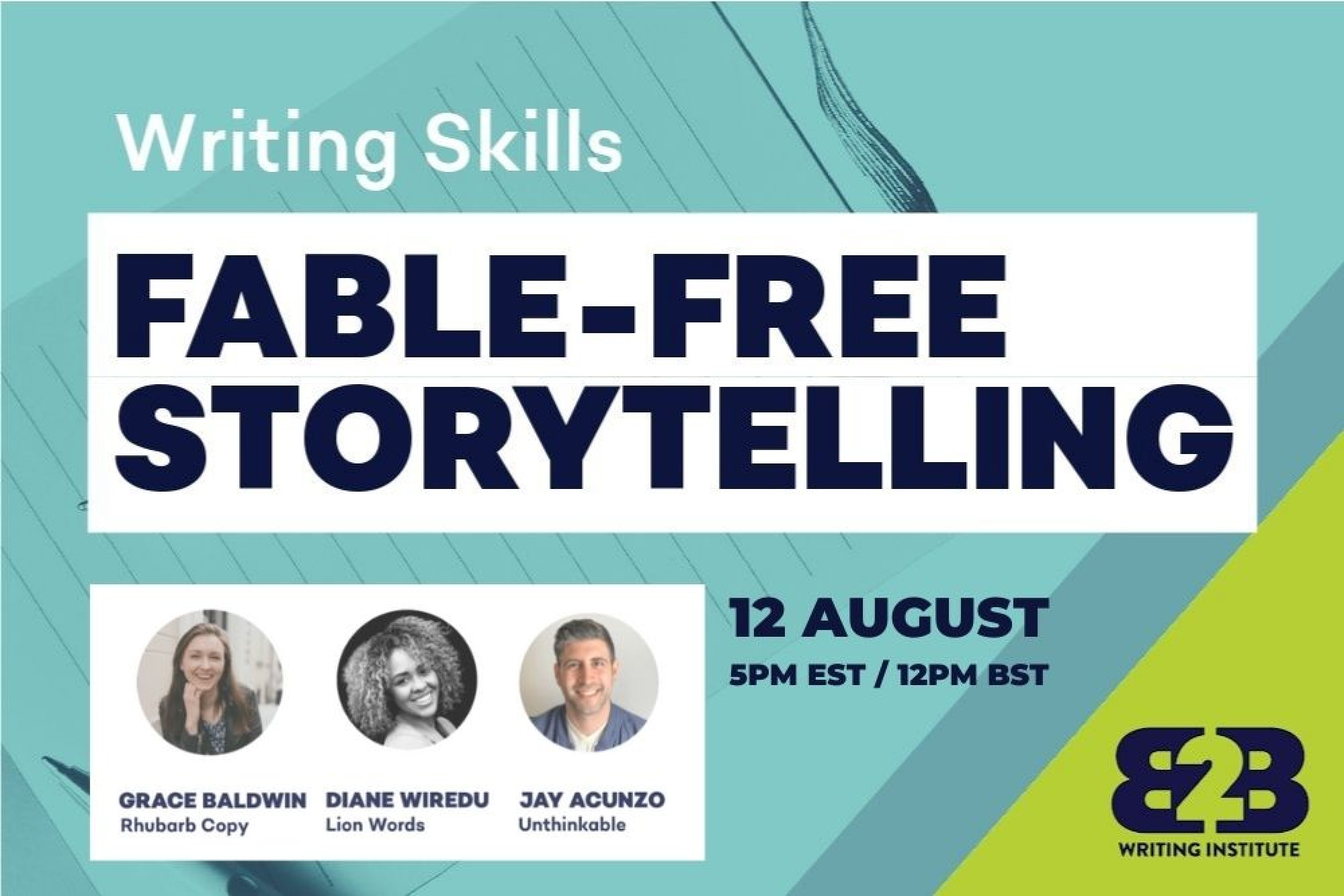B2BWriting Institute, Fable-free storytelling webinar