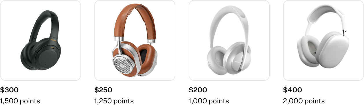 Product carousel of headphones