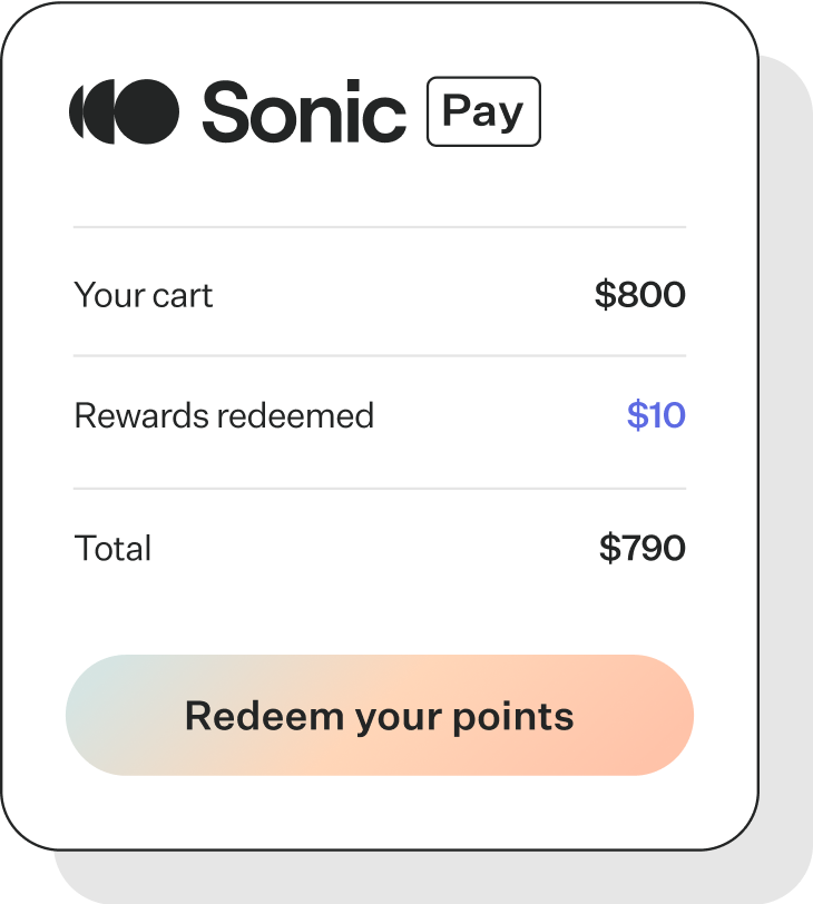 Image displaying your cart balance of $800, rewards redeemed of $10, and total of $790.