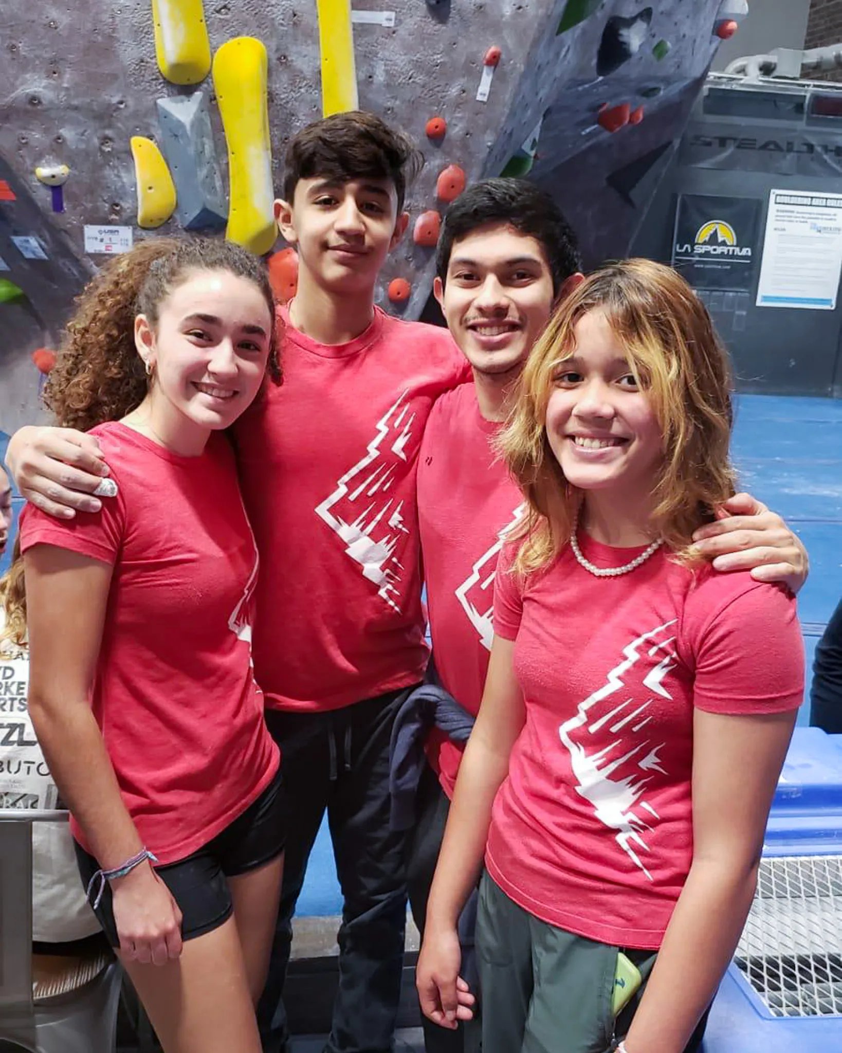 A few members of Team Edge Miami on location at a competition along with their Coach, Anthony Petrakis