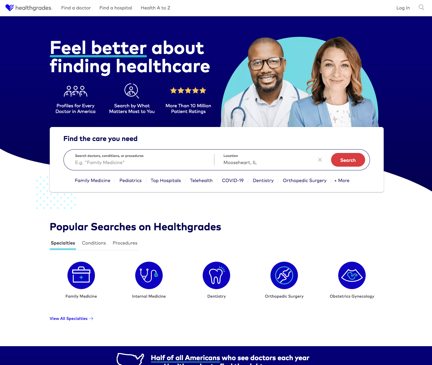 example of a healthgrades website