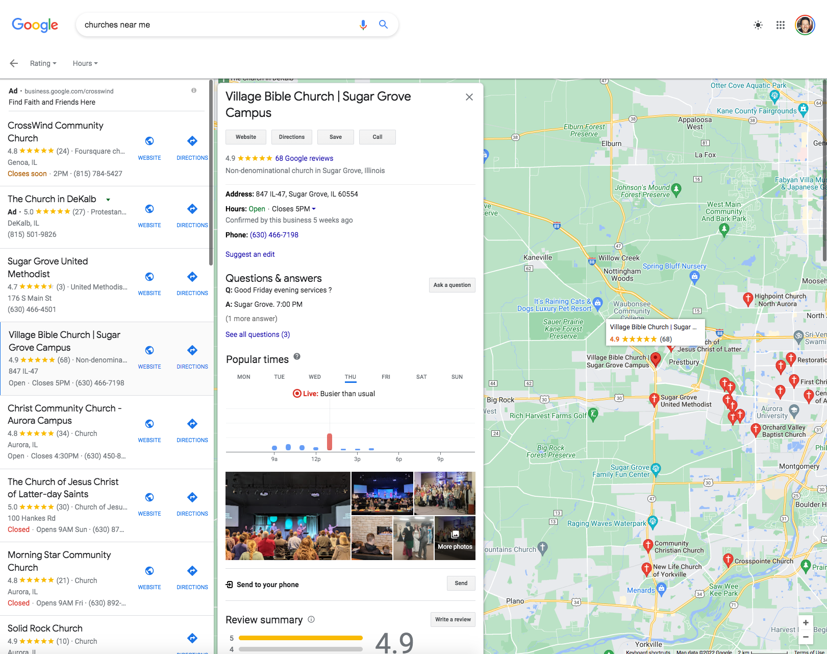 churche marketing on a google maps pack