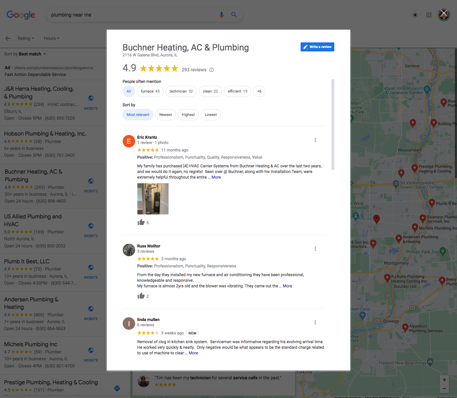 plumbing service reviews