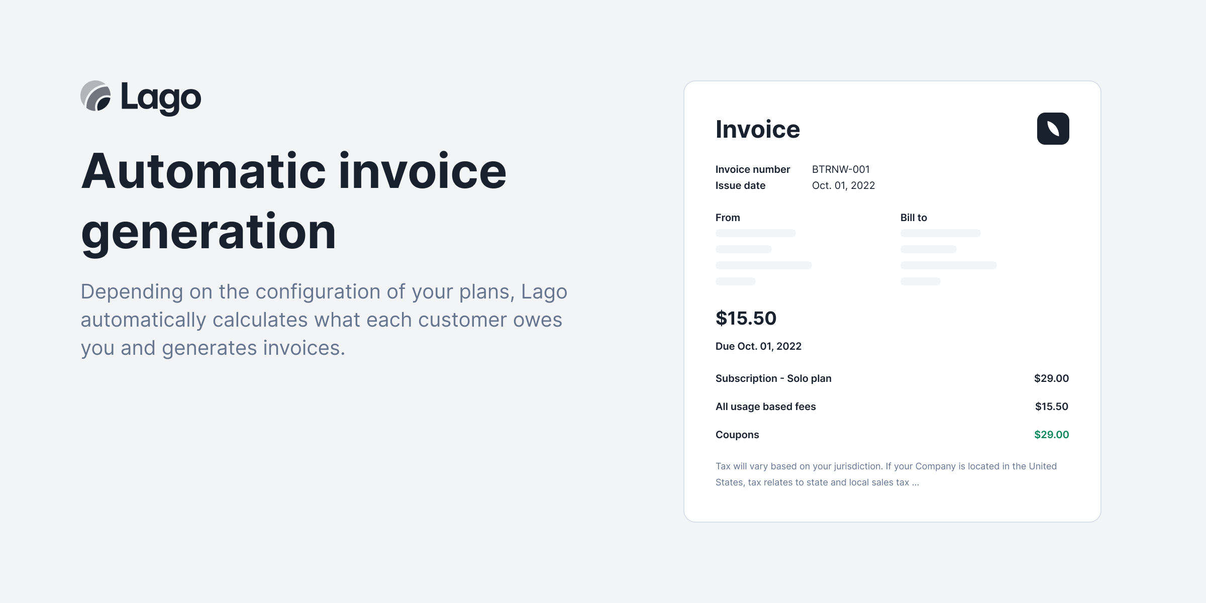 Lago Products Automatic Invoice Generation