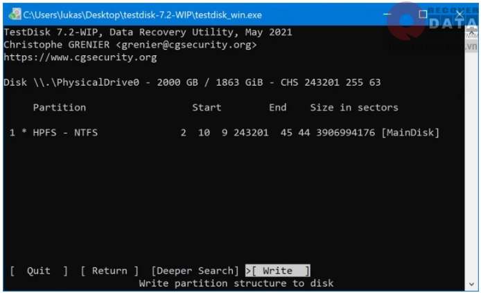 cach chon phan men cuu du lieu o cung 10