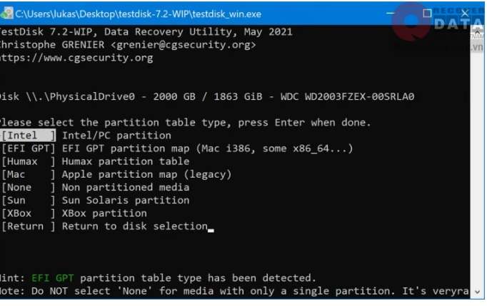 cach chon phan men cuu du lieu o cung 6