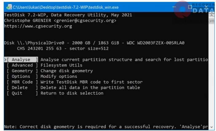 cach chon phan men cuu du lieu o cung 7