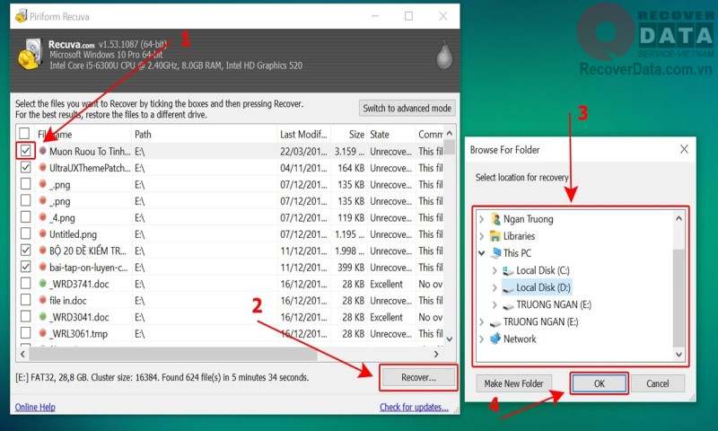 Recuva Khoi phuc cac tep da xoa tu o USB Flash an toan