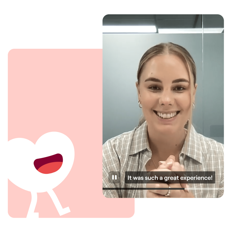 woman providing video testimonial