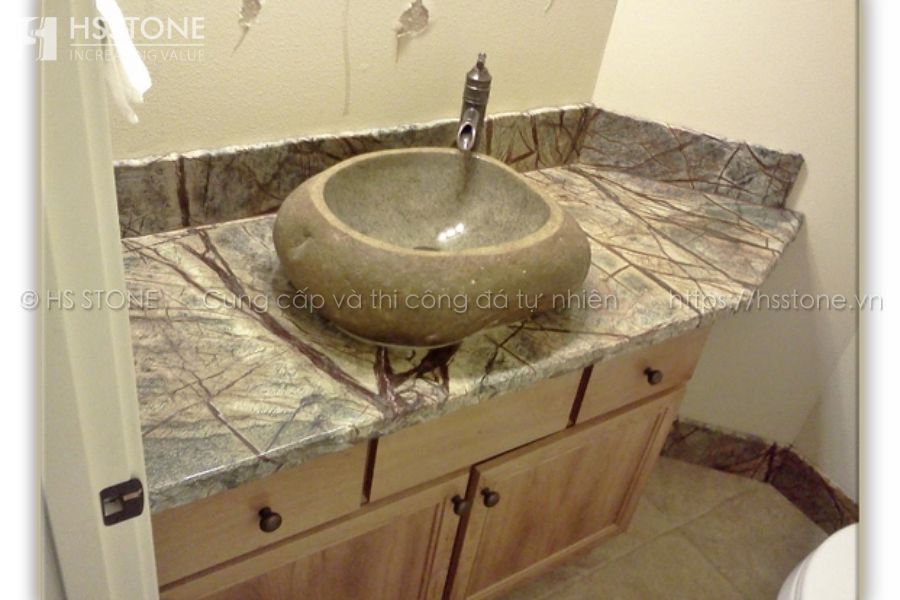 hsstone.vn Rainforest Green marble bathroom countertop 1