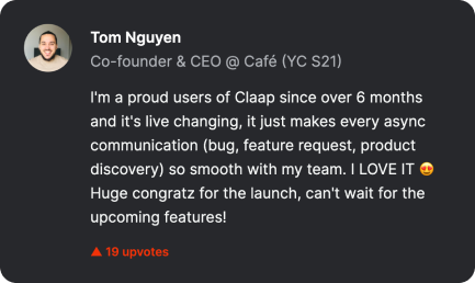 Quote of Tom Nguyen from cafe about Claap