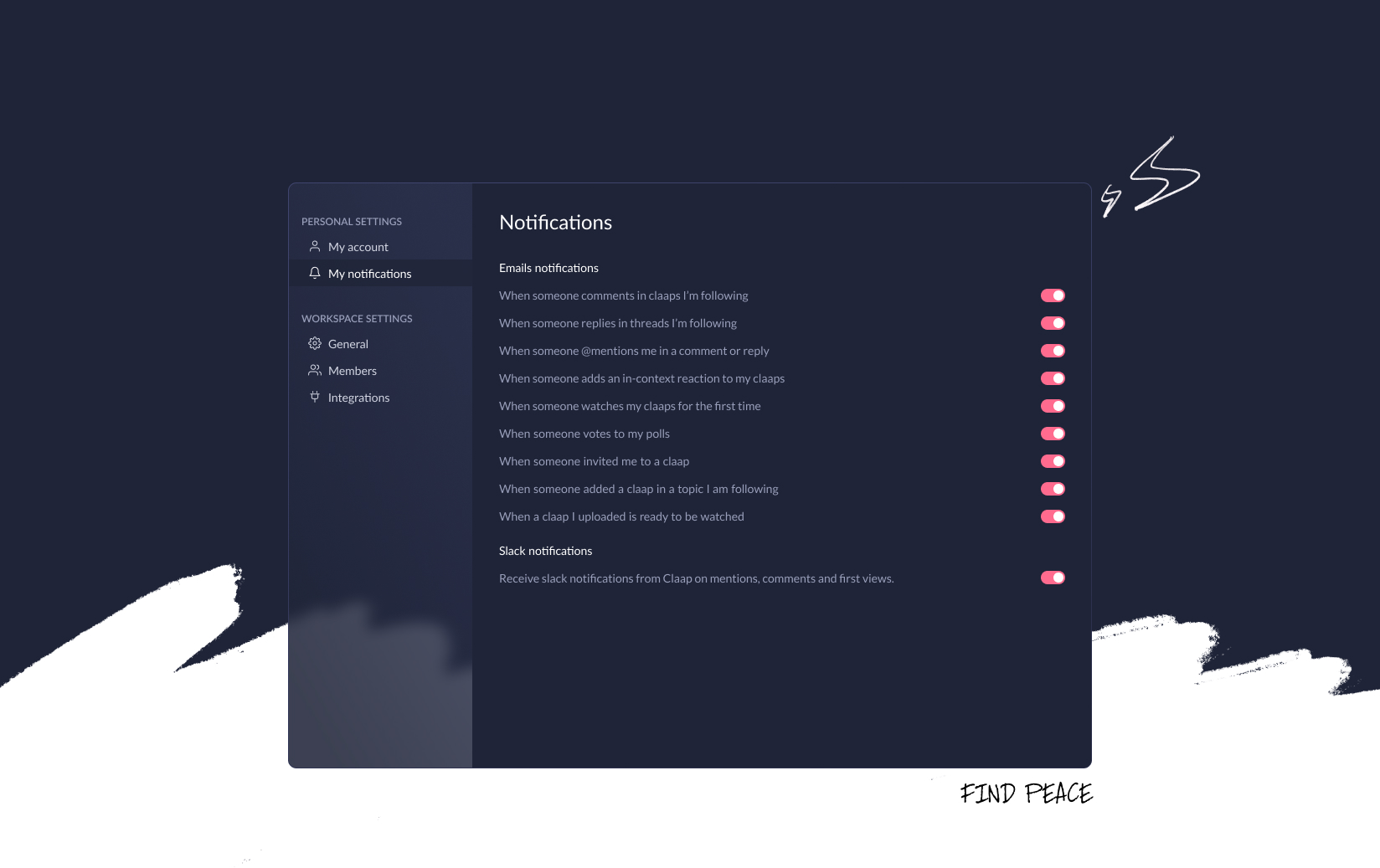 Notification settings in Claap
