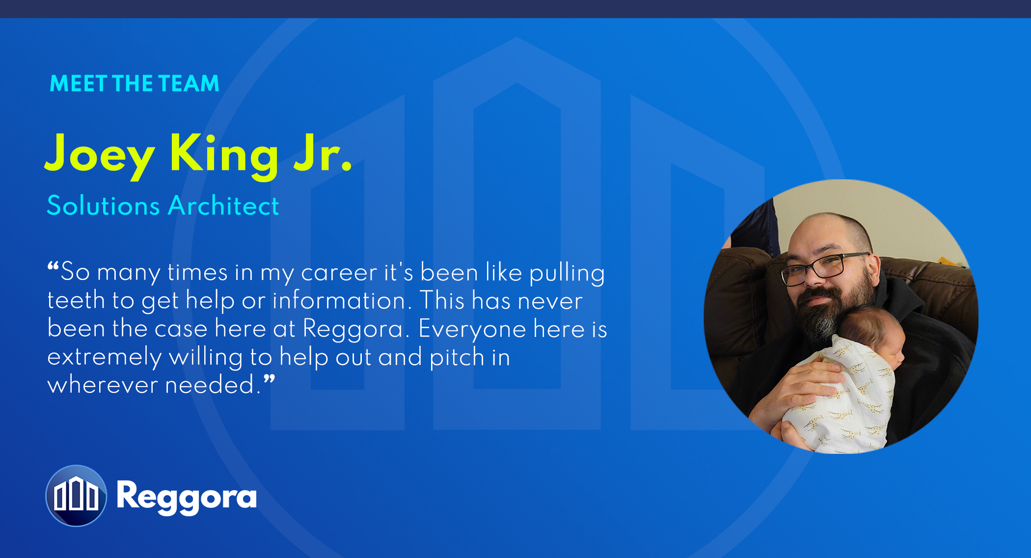 Image of Reggora Solutions Architect Joey King, Jr. as part of the "Meet the Team" series