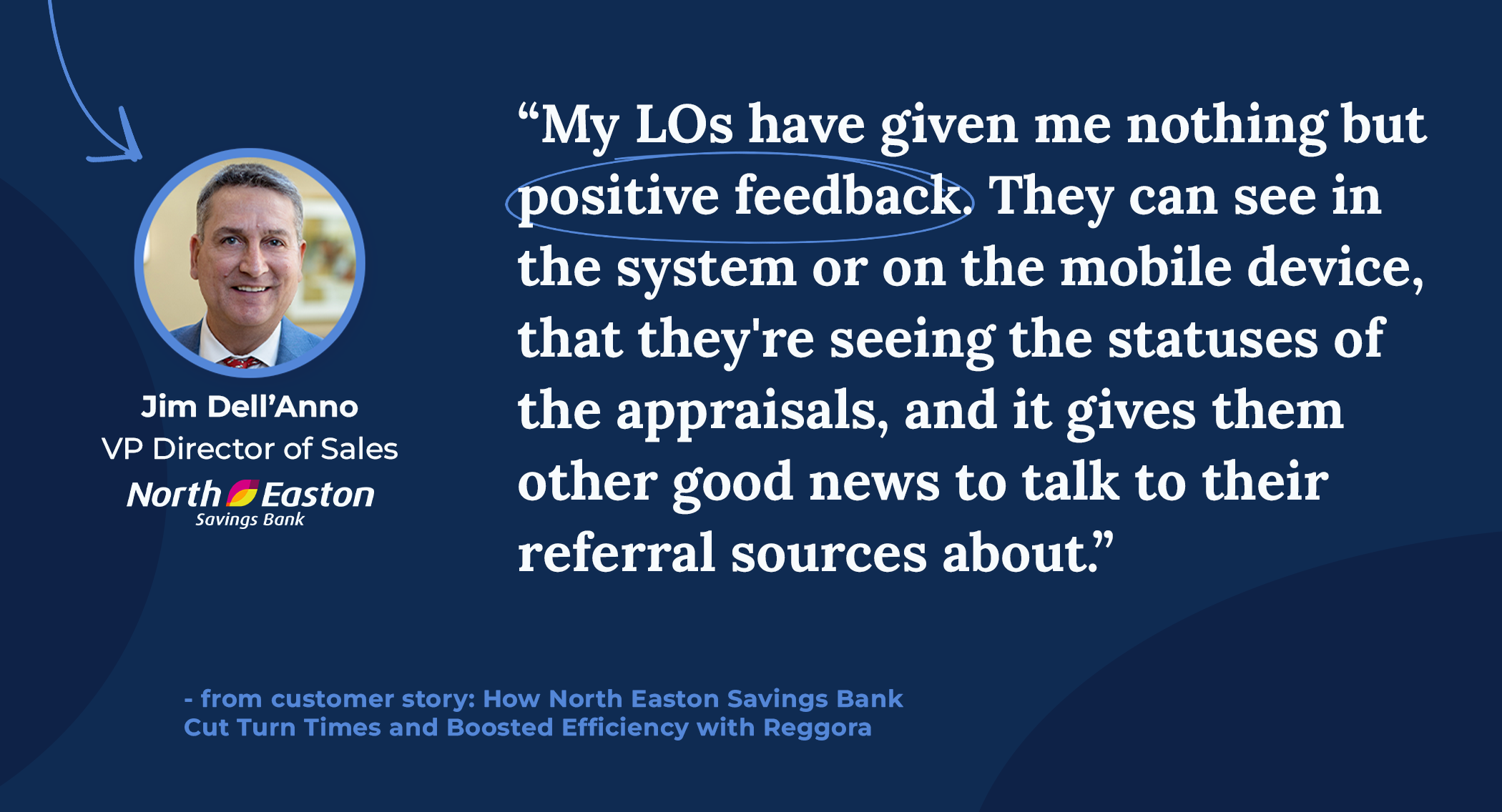 Jim Dell'Anno quote on how Reggora improved the appraisal process for his loan officers