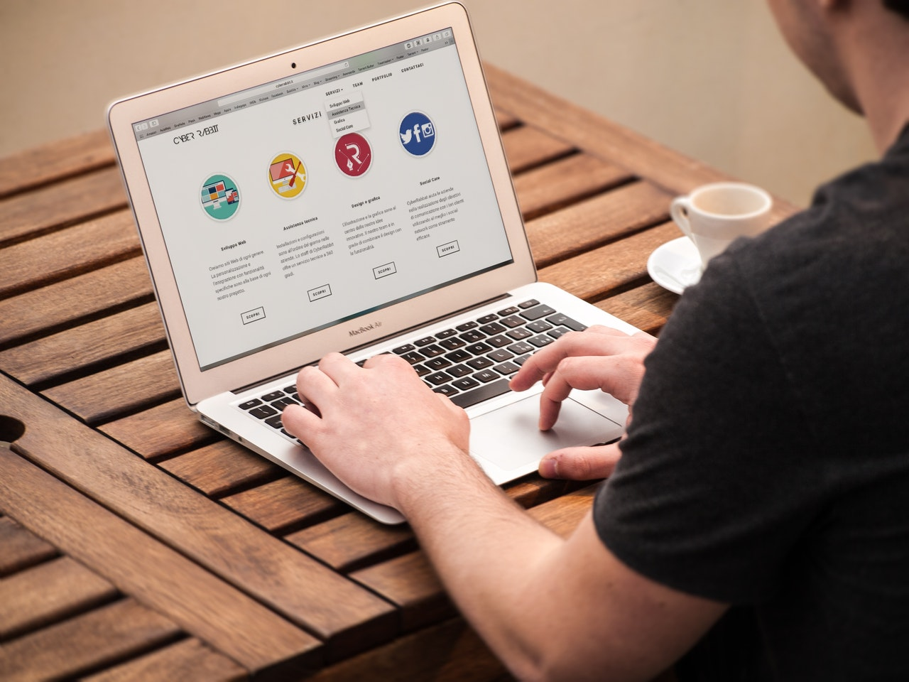 A man creating events on his laptop using Google Analytics