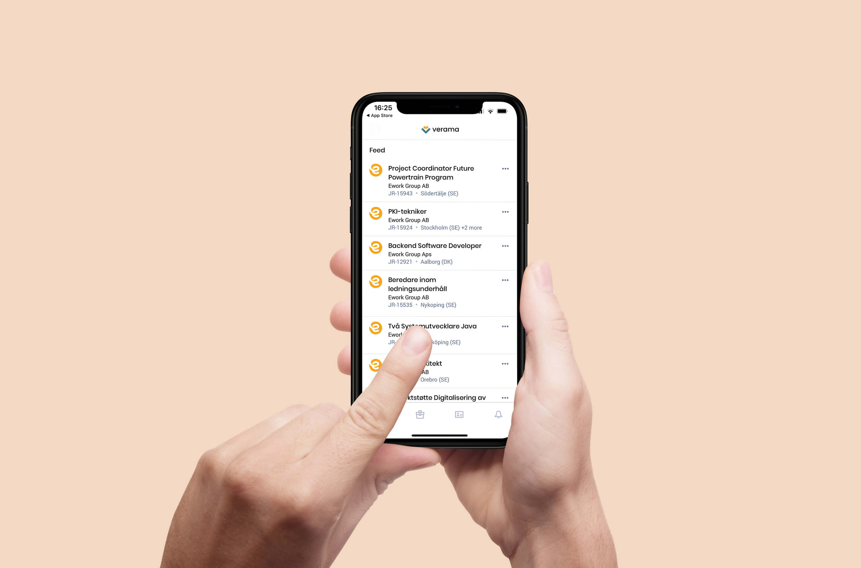 Screenshot of the Verama app.