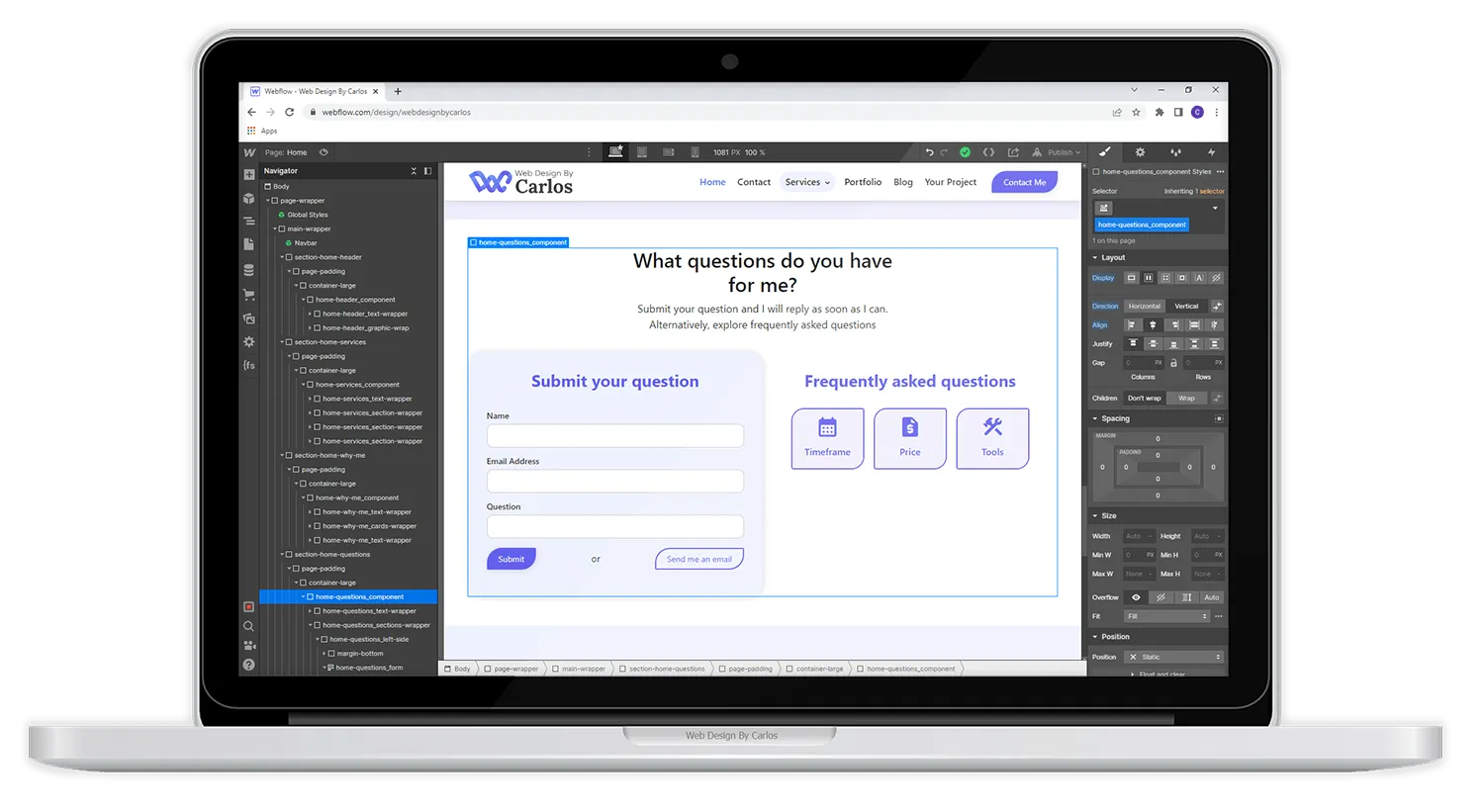 Example of website design & development on Webflow