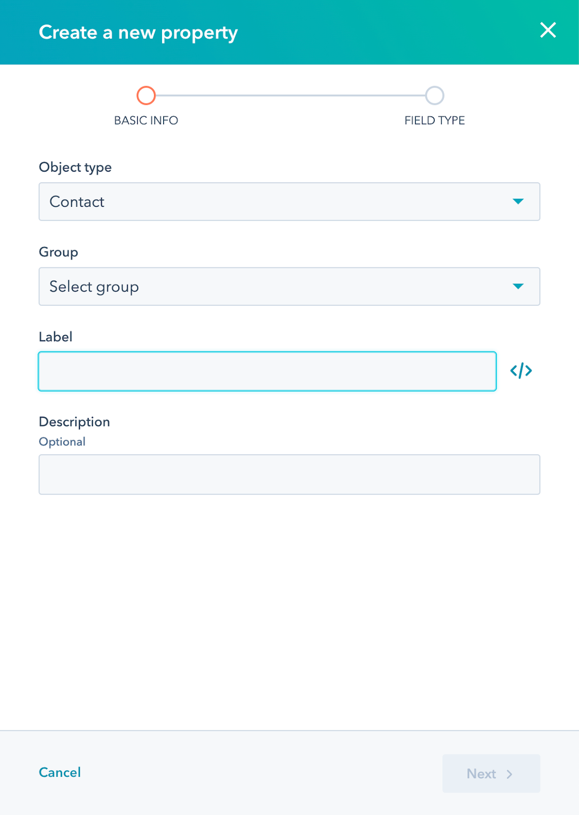 creating a new contact property