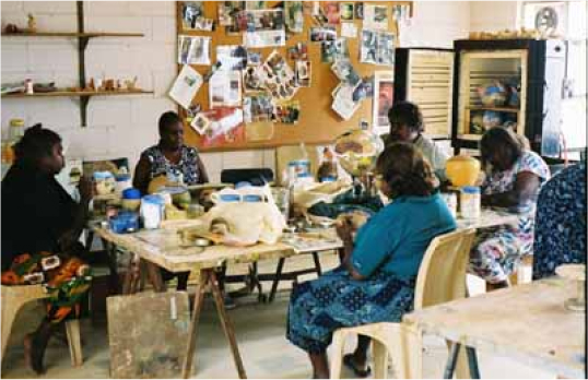 Potters working in their studio circa early 19902