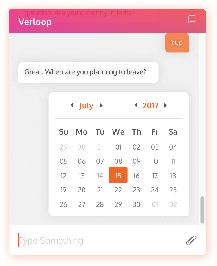 Verloop calendar screen design