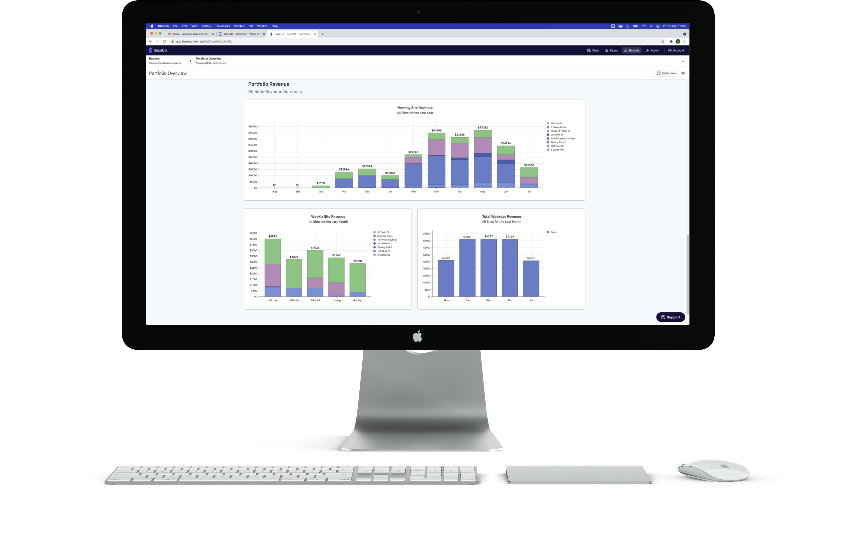 BaseUp Management Dashboard on a Desktop