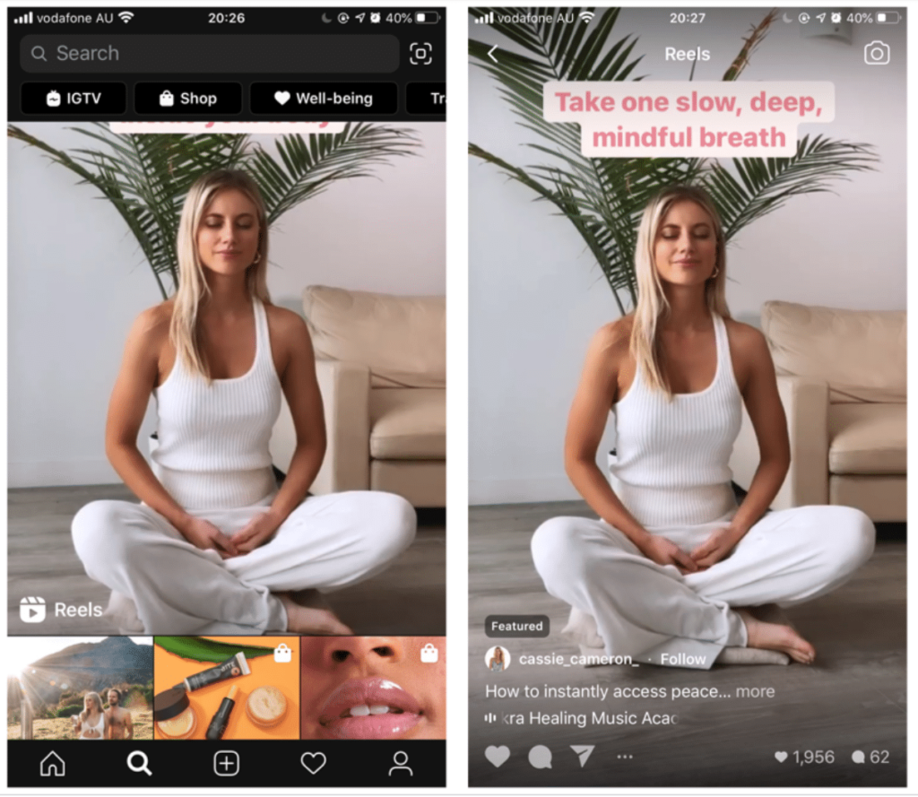 Use Instagram reels to create reels