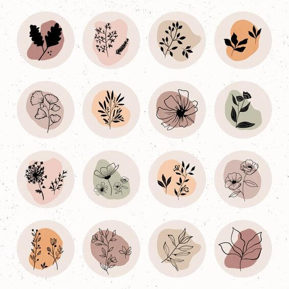 Icons in geometric shapes