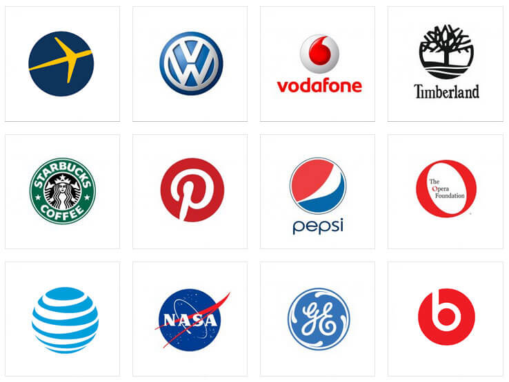 Circle logos in geometric shapes