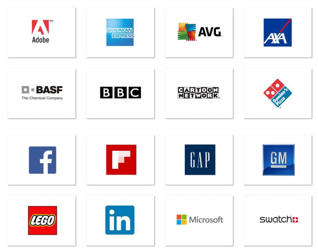 Square logos in geometric shapes