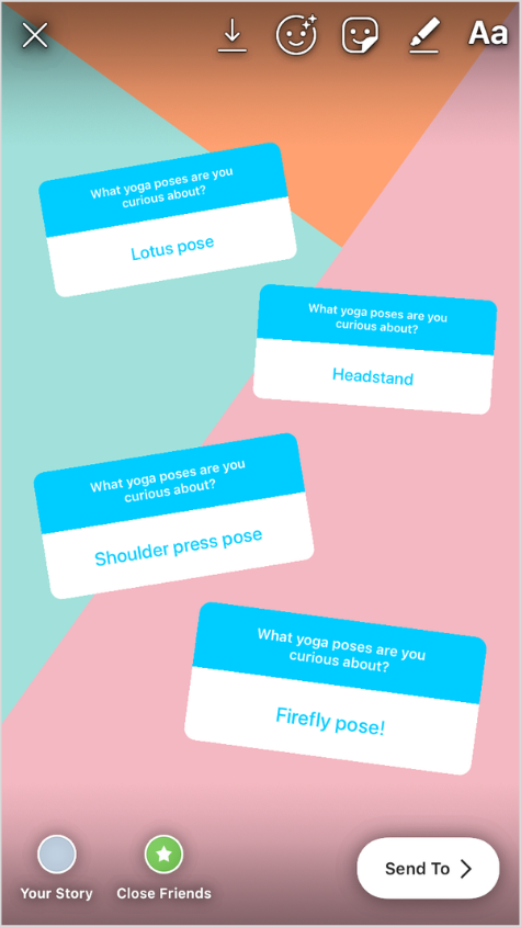 Share several questions on a single instagram story