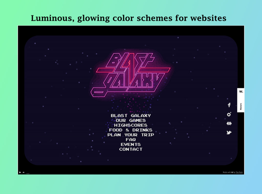 Luminous, glowing color schemes for websites 2