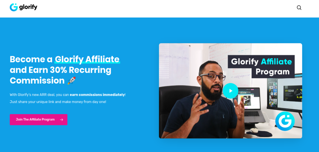 become a glorify affiliate and earn 30% recurring commission