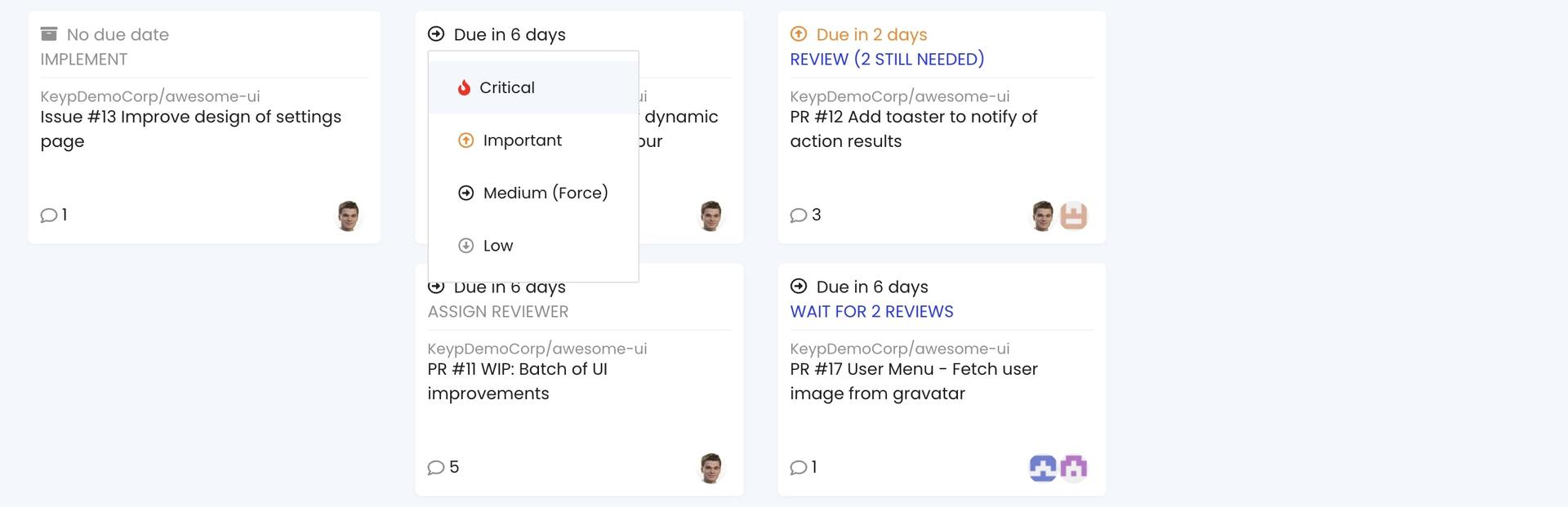 Manual priority assignments in Keypup 1.0
