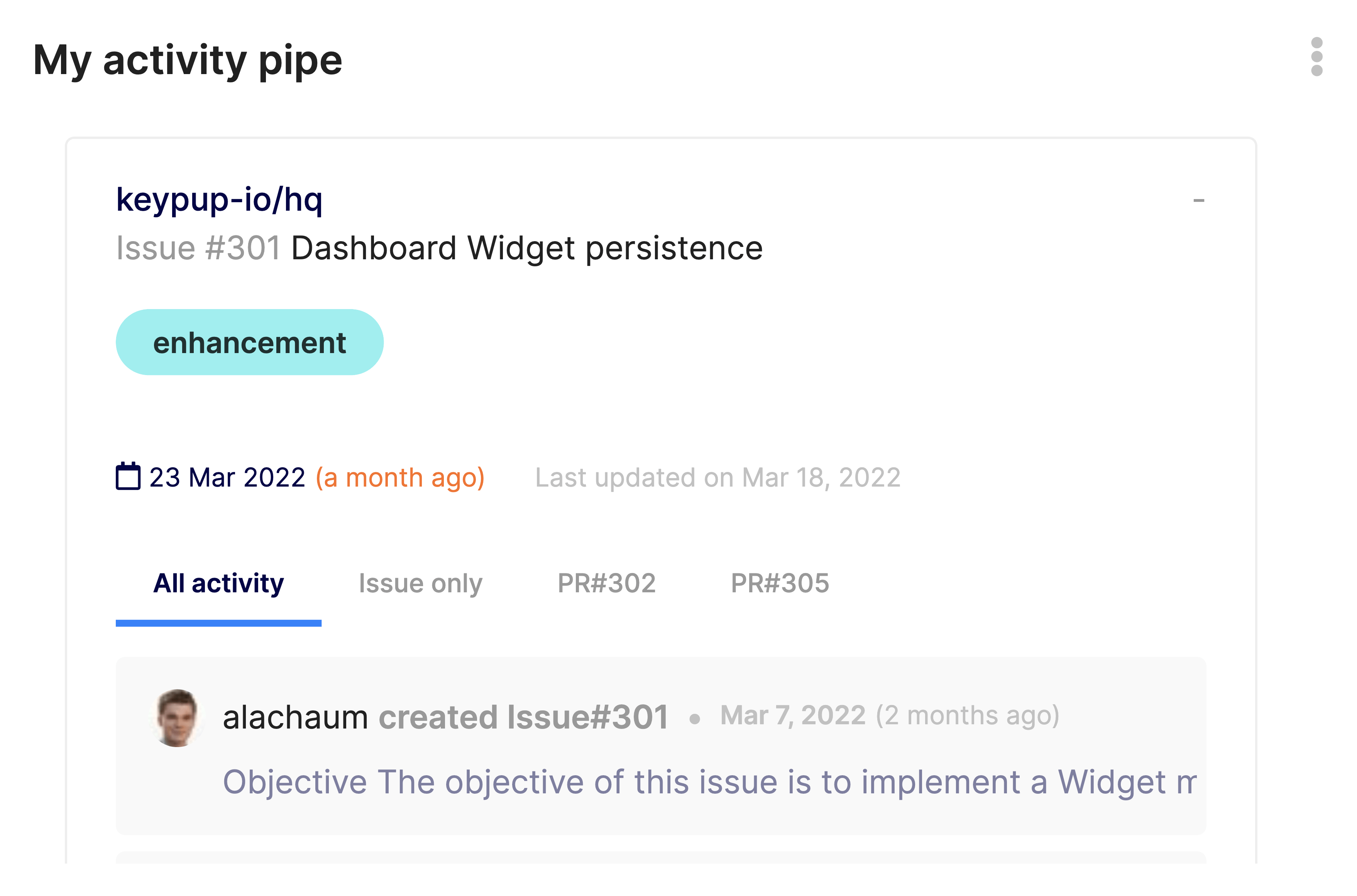 My Activity Pipe (personal)