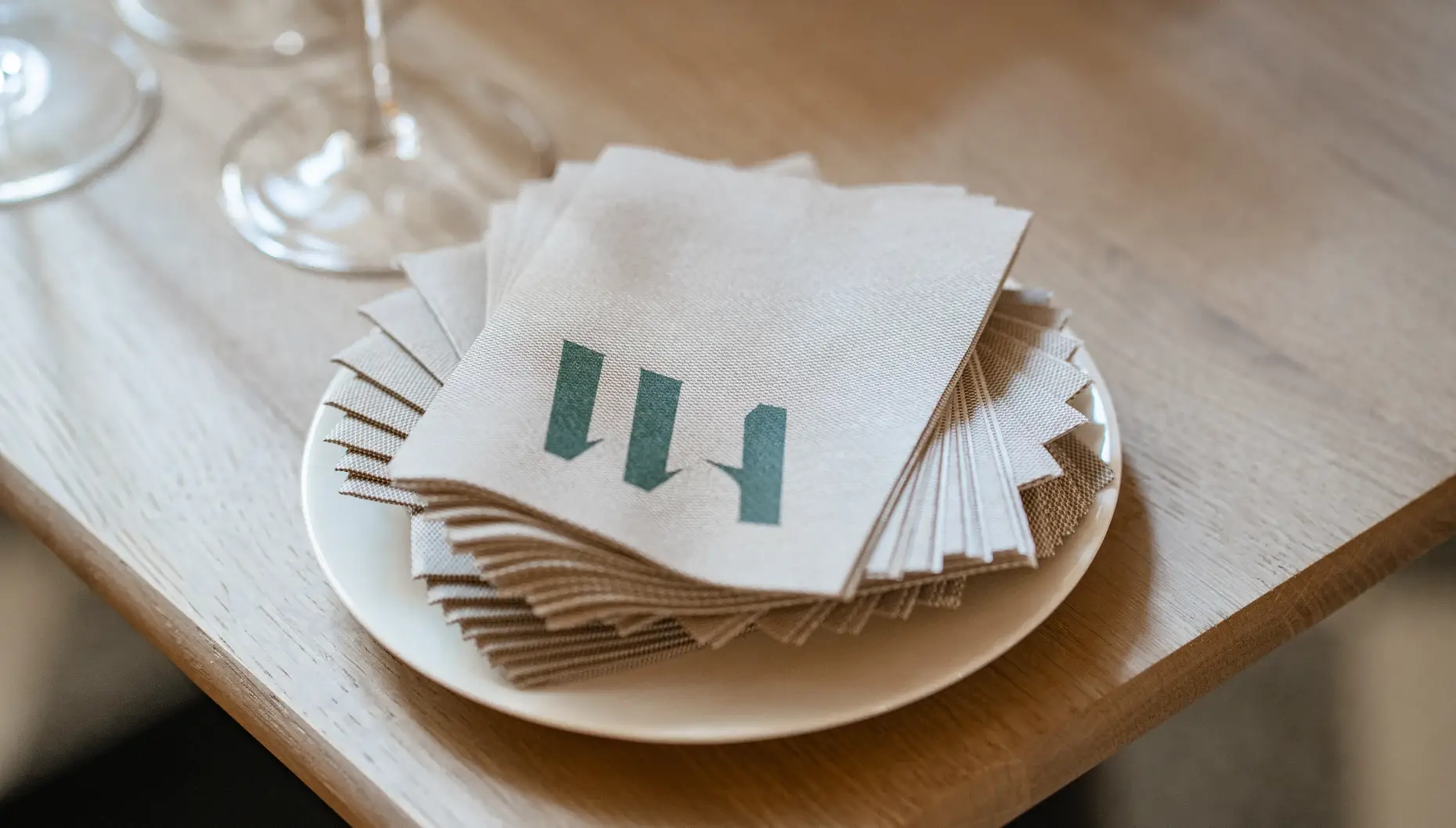 Elegante Servietten mit dem WA Logo