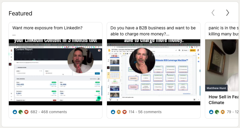Matthew Hunt's LinkedIn profile Featured section
