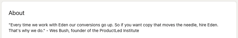 Eden Bidani's Linkedn About section
