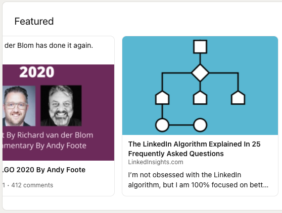 Andy Foote's LinkedIn profile Featured section