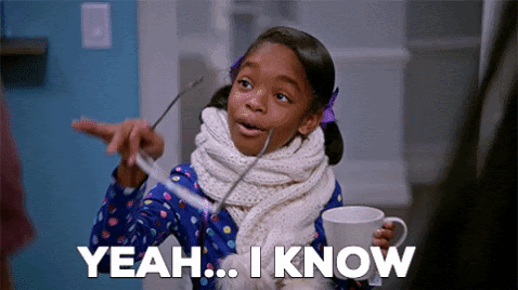 GIF of little girl saying 'Yeah I know'