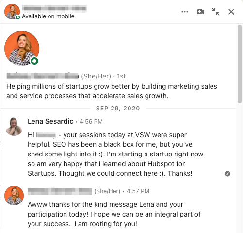 LinkedIn connection request to speaker