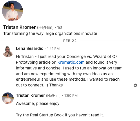 LinkedIn connection request to Tristan Kromer