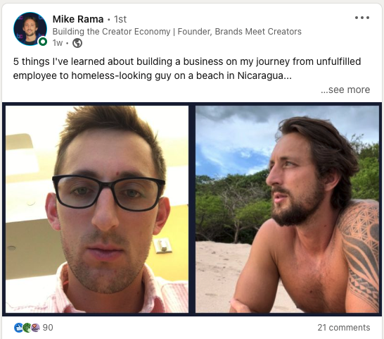 Screenshot of Mike Rama’s LinkedIn post with image