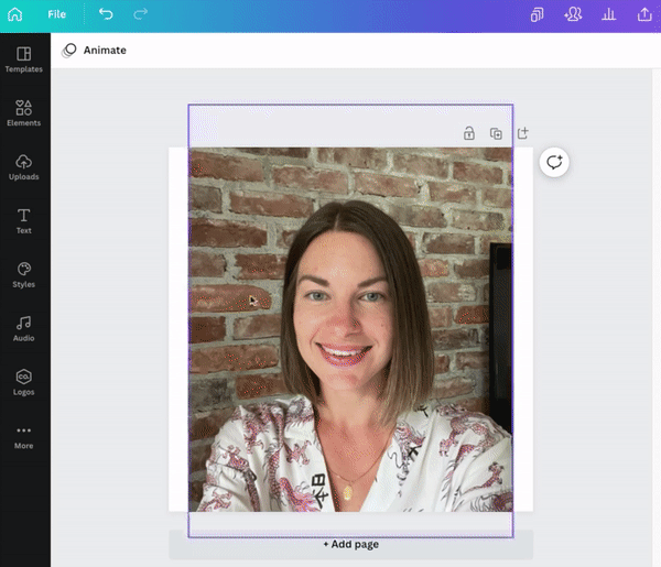 GIF showing how to remove background of LinkedIn profile picture in Canva